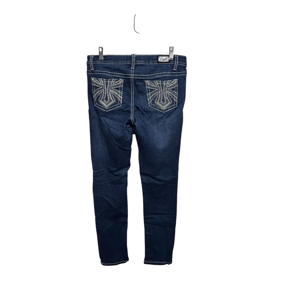 Earl Jean Blue Size 7 Dark Wash Skinny Jeans Y2K Western Embroidered Bling